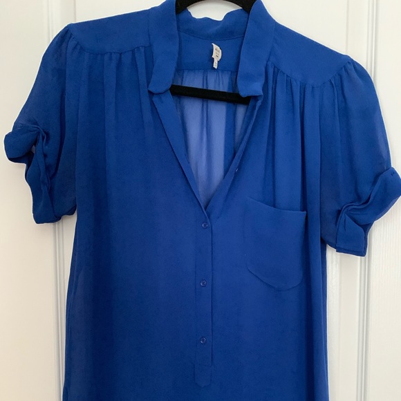 Aritzia Wilfred Semi Sheer Blouse Royal Blue - Picture 2 of 5